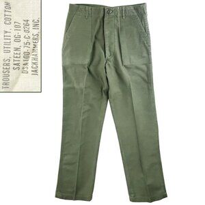 Army OG-107 Vintage 70s Pants Sateen Trousers 1975 Vietnam "32x33" Real 30x32
